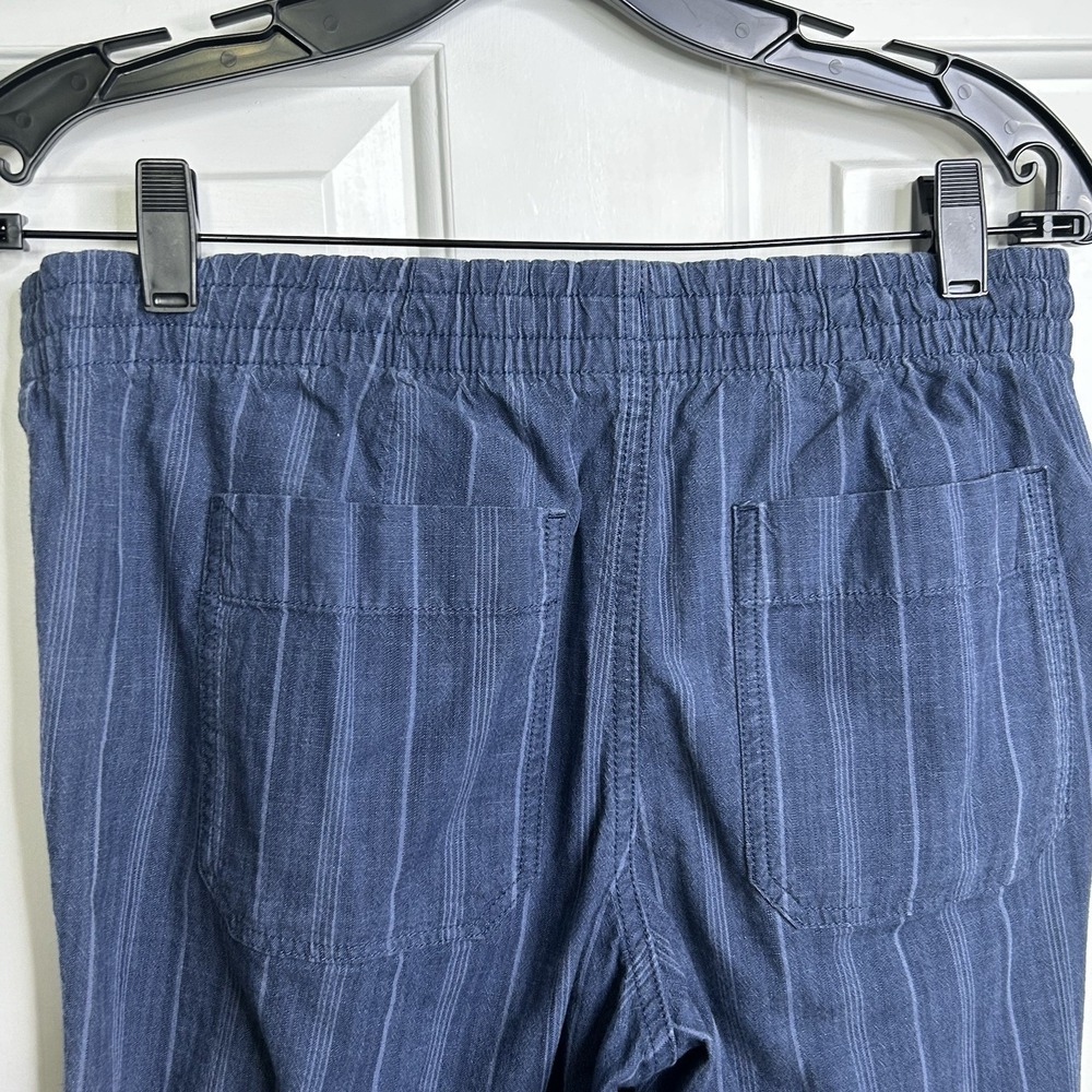 LL Bean Chambray Pants Womens 8 Favorite Fit Striped Drawstring Lightweight Blue - Picture 3 of 10